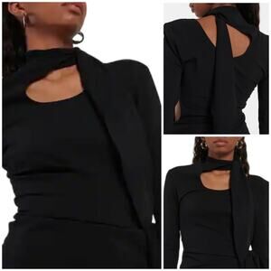 #T1148 JULIAN CHANG TIE NECK LONG SLEEVE TOP SZ S $129